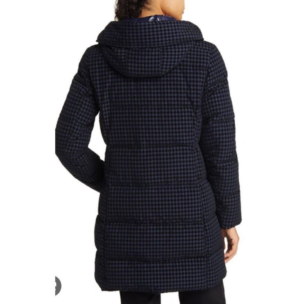 Via Spiga Water Repellent Houndstooth Flocked Puffer Coat NWT Size XLarge